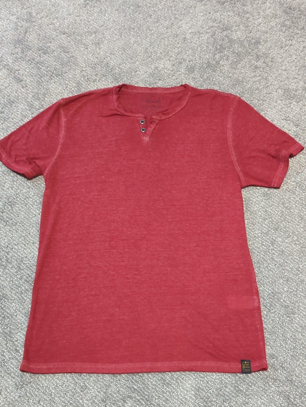 Lucky Brand Men's Red Short Sleeve Henley Tee
